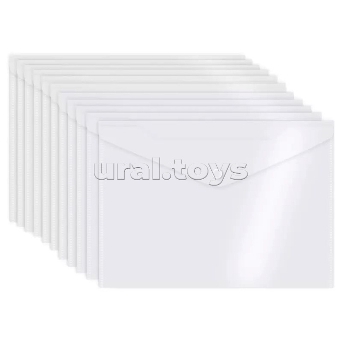 Папка-конверт на кнопке A4 (330x235 мм) 300 мкм, полипропилен, прозрачная