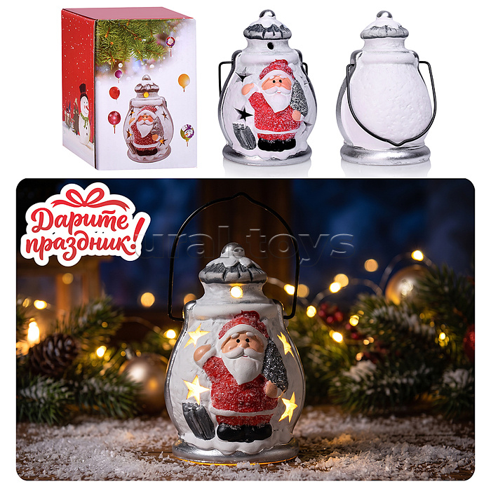 Украшение новогоднее "Фигурка-фонарик" 7.3*6.8*10см