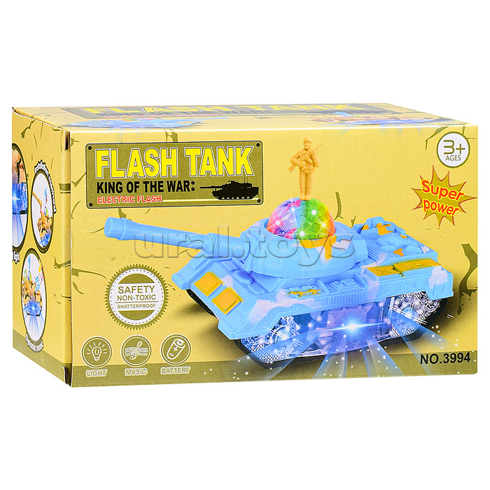 Танк "Светящийся боец" свет, музыка, в коробке
