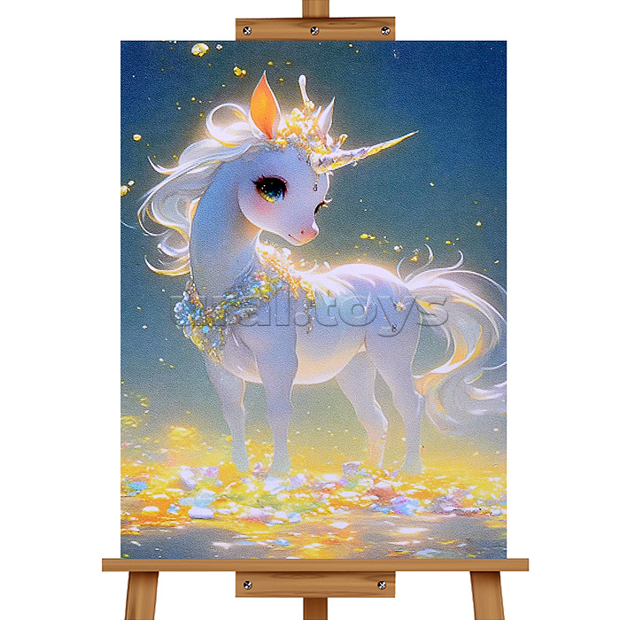 Мозаика алмазная "Чарующий белый единорог" 20*30см.