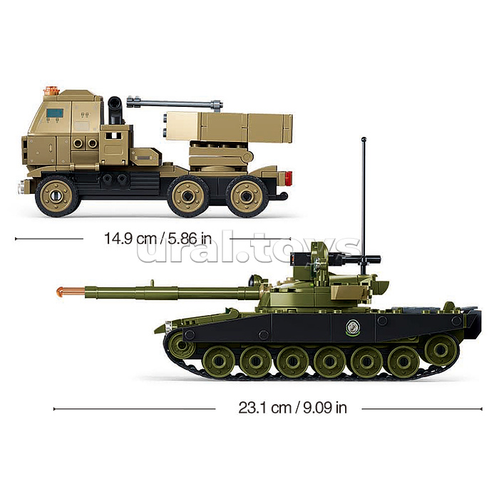Конструктор "Набор военного транспорта с фигурками военных" (579 дет.) в коробке