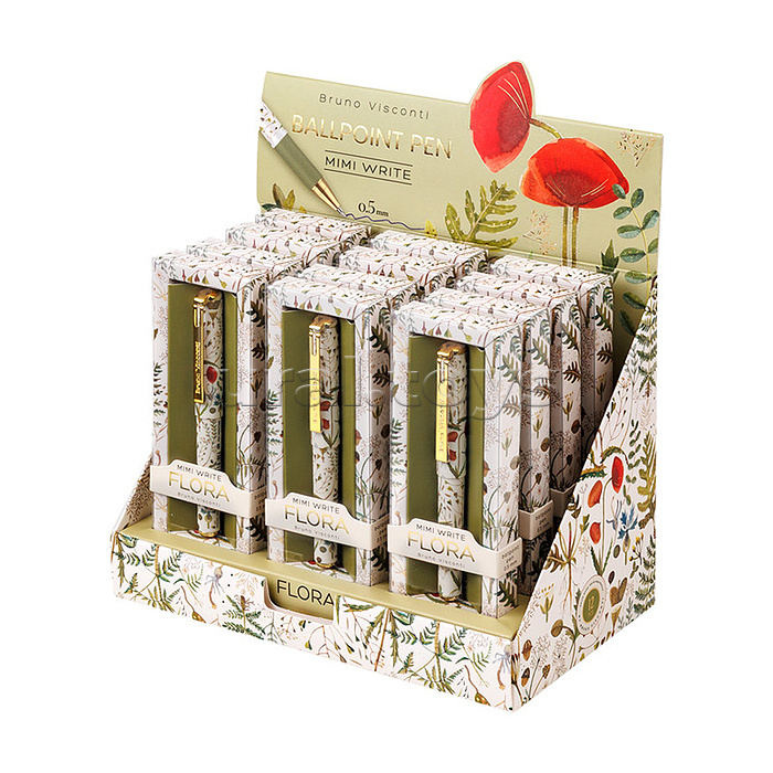 Ручка "Mimiwrite. Flora. Луговые травы" шариковая, 0,5 мм, синяя, в подарочной упаковке,