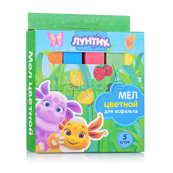 Мел цветной Лунтик, для асфальта, Jumbo, 5 шт. в картонной упаковке с европодвесом