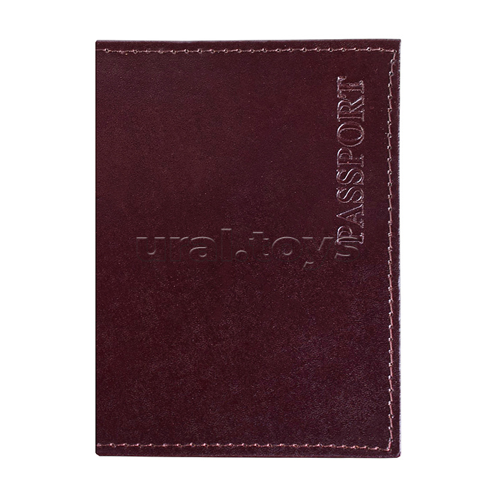 Обложка для паспорта "Attomex" 97x140 мм, натуральная кожа шик гладкая, прозрачный ПВХ клапан с отделом ля карты и кожаный клапан с 3-мя карманами для карт, коричневая, индивидуальная упаковка