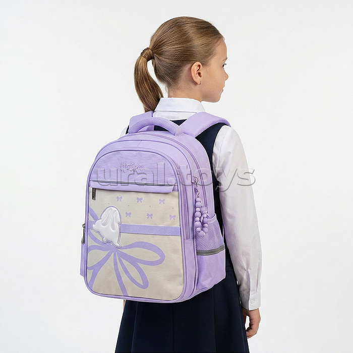 Рюкзак "Лайт. Милый зайчик" 38х29х14,5см полиэстер нагрудная стяжка светоотраж. 2 отделения 3 кармана