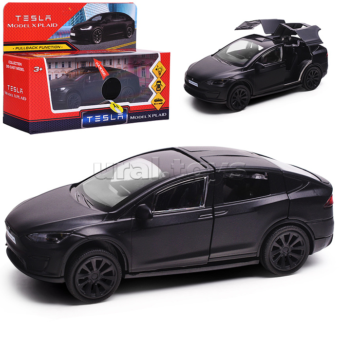 Машина металл. свет-звук tesla model x plaid 12 см, двери, черный мат, в коробке Машина металл. свет-звук tesla model x plaid 12 см, двери, черный мат, в коробке