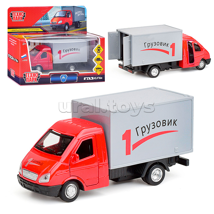 Машина металл Газ-3302 "Газель" 12,7 см, (двери, багаж, красный)инерц., в коробке