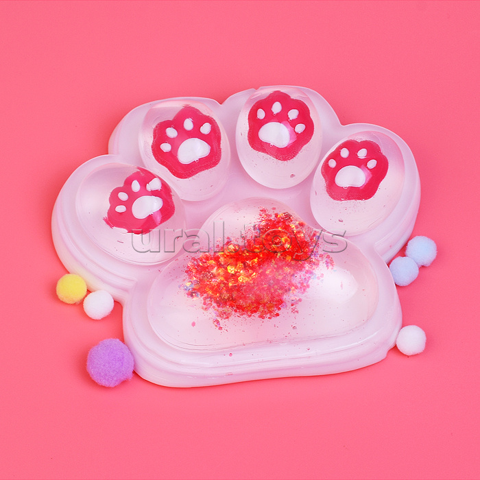 Игрушка-антистресс "Лапка с блестками"