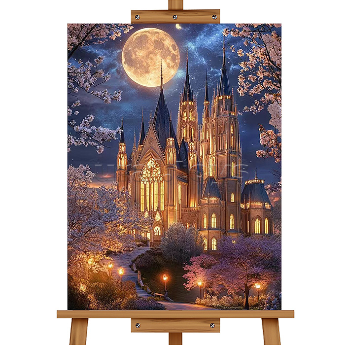 Мозаика алмазная "Ночной замок" (светится в темноте) 40*30 см.