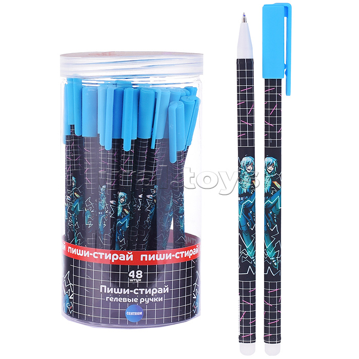 Ручка гелевая прорезиненная Аниме "Магия" со стираемыми чернилами, цвет чернил синий 0,5 мм в пластиковом тубусе