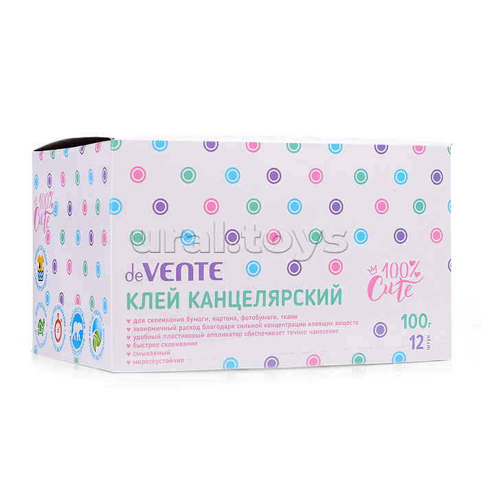 Клей канцелярский "100% Cute" на водной основе 100 г в пластиковой бутылочке с пластиковым аппликатором Клей канцелярский "100% Cute" на водной основе 100 г в пластиковой бутылочке с пластиковым аппликатором
