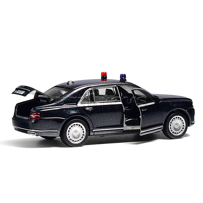 Машина металл Аурус Сенат 13,5 см (свет-звук, черный) инерц, в коробке