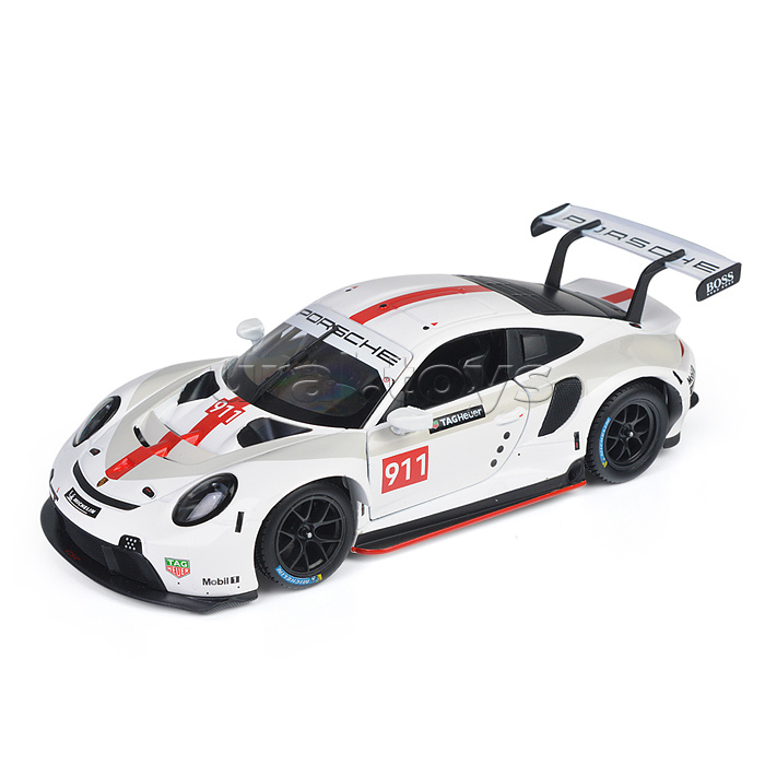 Гоночная машинка die-cast Porsche 911 RSR, 1:24, белая, открывающиеся двери