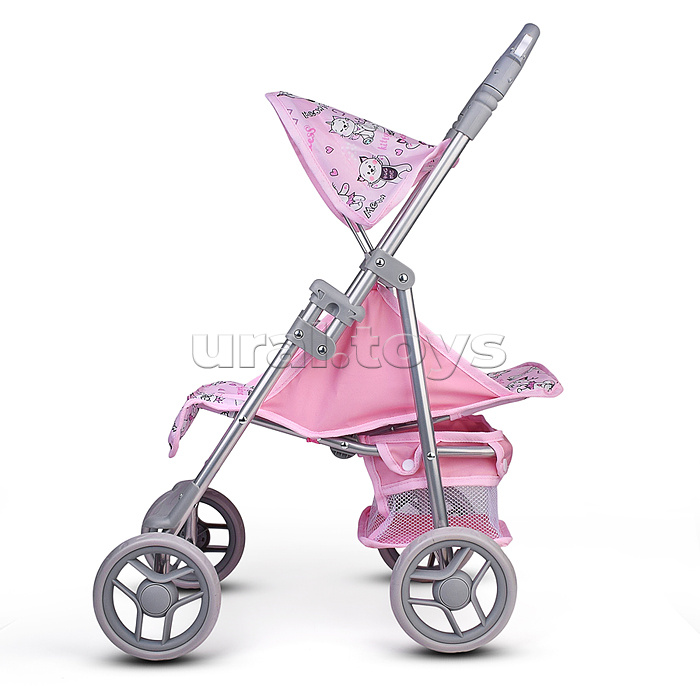 Коляская кукольная трость, металлическая, с корзиной