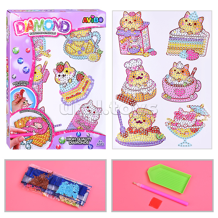 Мозаика алмазная "Веселая киска" в коробке