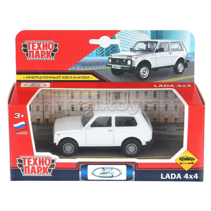 Машина металл LADA 4x4 длина 10 см, инерц, белый Машина металл LADA 4x4 длина 10 см, инерц, белый