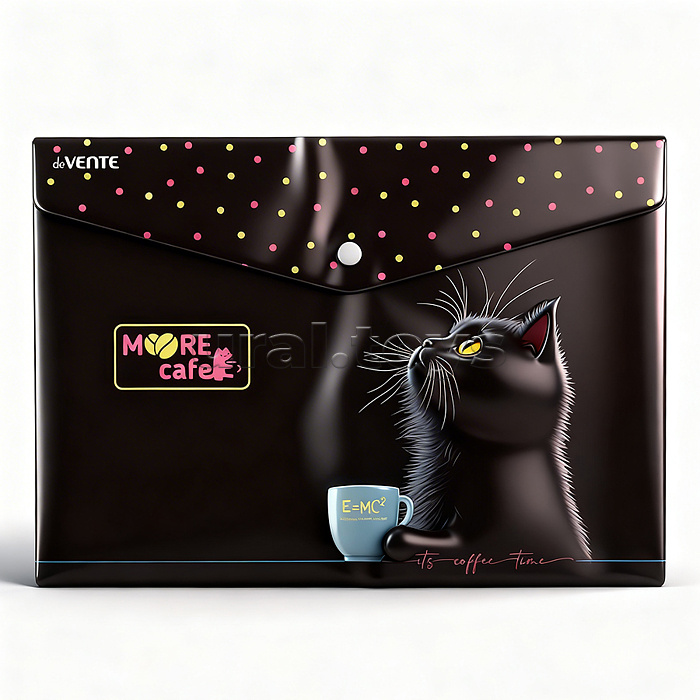Папка-конверт на кнопке "MooreCafe" A4 (330x235 мм) 180 мкм, непрозрачная с рисунком, фактура песок, индивидуальная маркировка