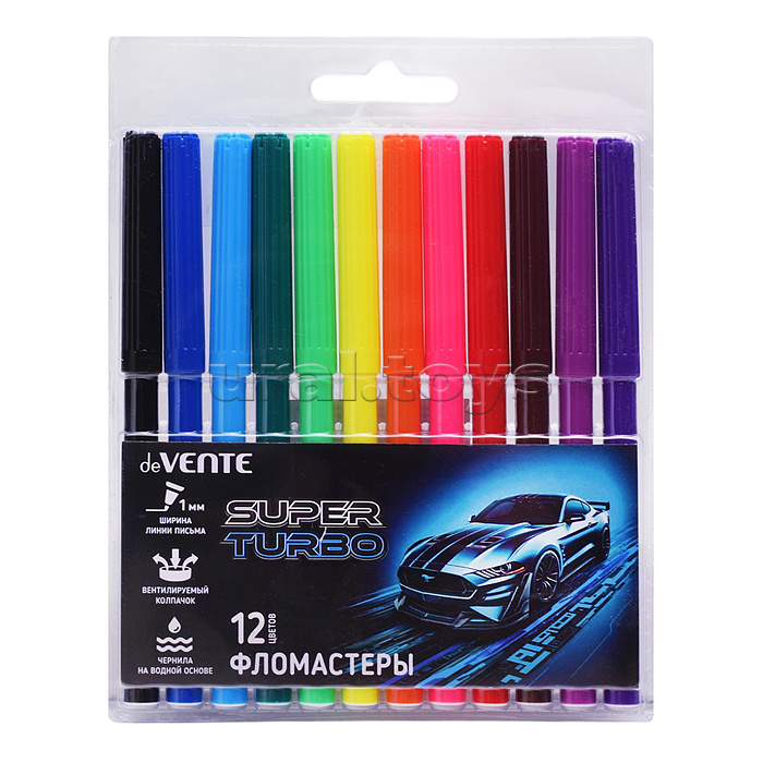 Фломастеры "Super Turbo" 12 цветов с вентилируемым колпачком, в пластиковом блистере
