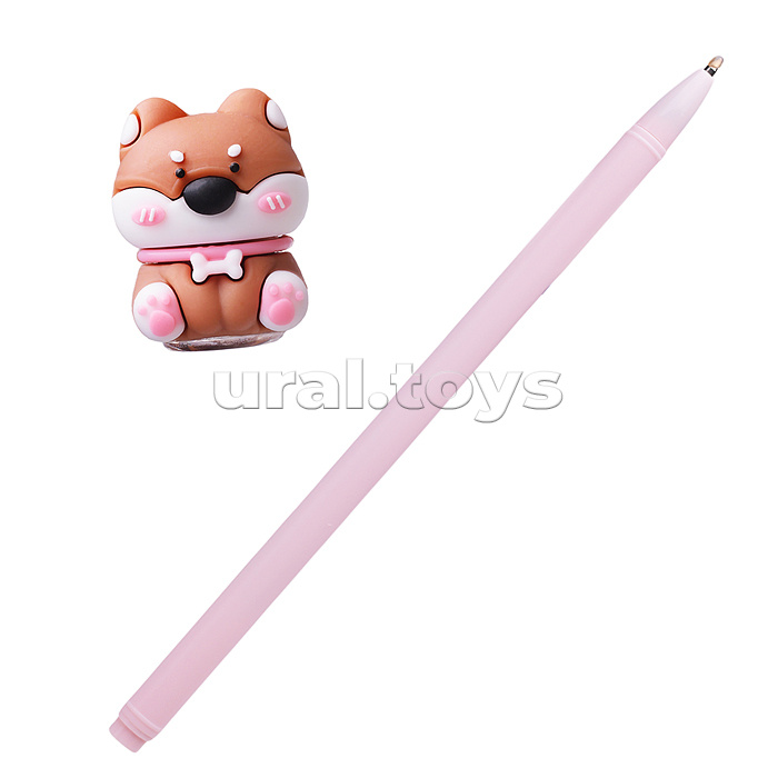 Ручка шариковая подарочная "Doggy" с декоративным элементом, d=0,7 мм, ультра гладкое письмо, чернила на масляной основе, сменный стержень, индивидуальная маркировка, в картонном дисплее, синяя, ассорти 4 дизайна