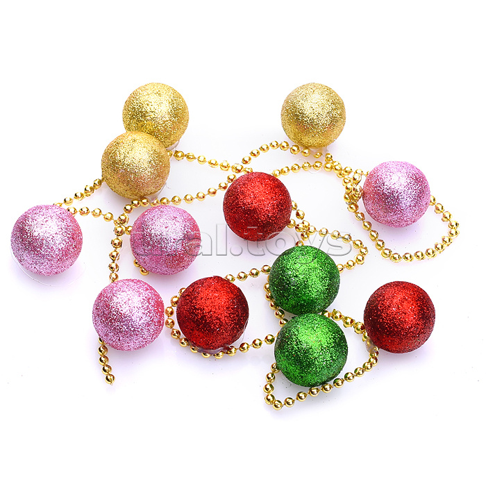 Новогоднее украшение "Бусы шары" цветные, 100см, в пакете