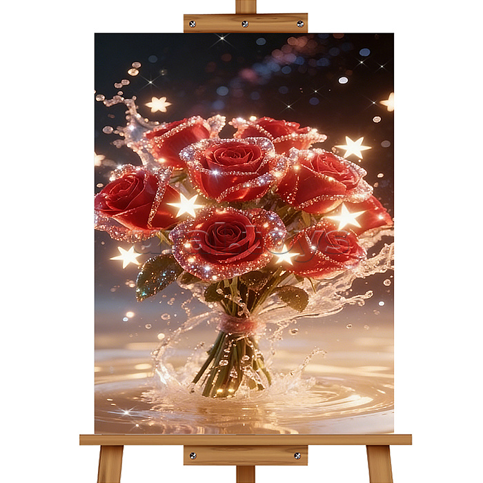 Мозаика алмазная "Букет роз" (светится в темноте) 40*30 см.