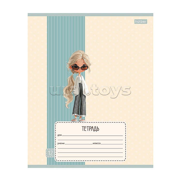 Тетрадь 12л. линия "Стильные девчонки" А5ф 60-65г/кв.м на скобе обл. мел.картон тиснение 5 диз.