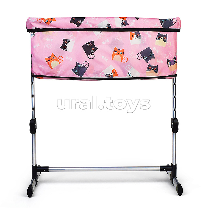 Кроватка кукольная металлическая, принт коты