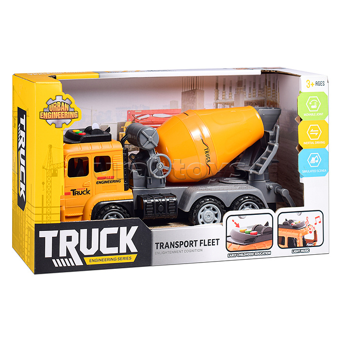 Машина "Бетономешалка" (свет, звук) в коробке