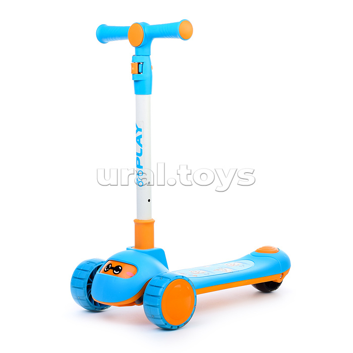 Самокат 3-х кол., синий, PU, ABEC 7, в коробке