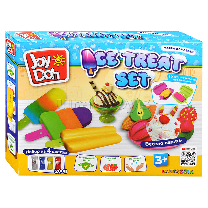 Масса для лепки набор Ice-treat set - Эскимо, 3d формы, 8 аксессуаров, 4 пакетика с тестом, (4 х 50г.)