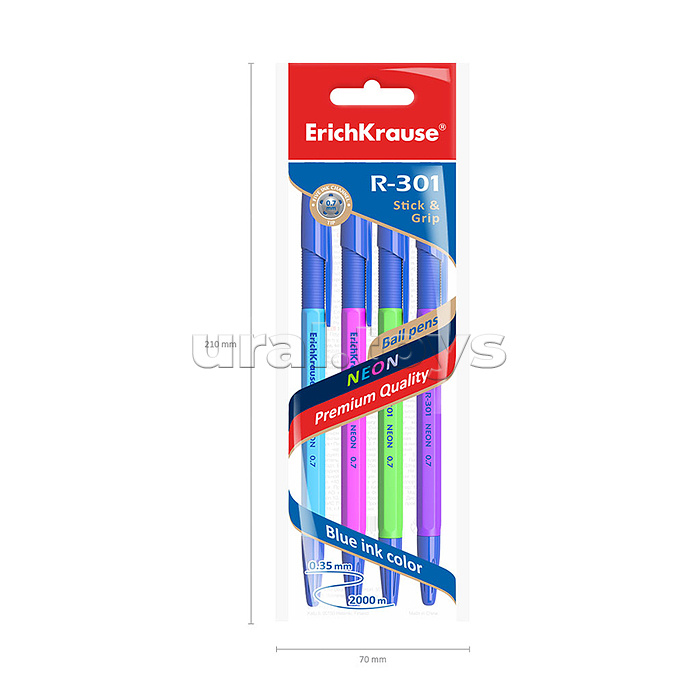 Ручка шариковая R-301 Neon Stick&Grip 0.7, цвет чернил синий Ручка шариковая R-301 Neon Stick&Grip 0.7, цвет чернил синий