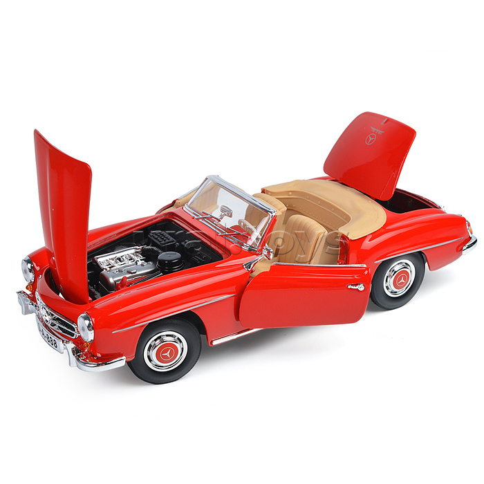 Машинка die-cast 1955 Mercedes-Benz 190SL, 1:18,  красная, открывающиеся двери