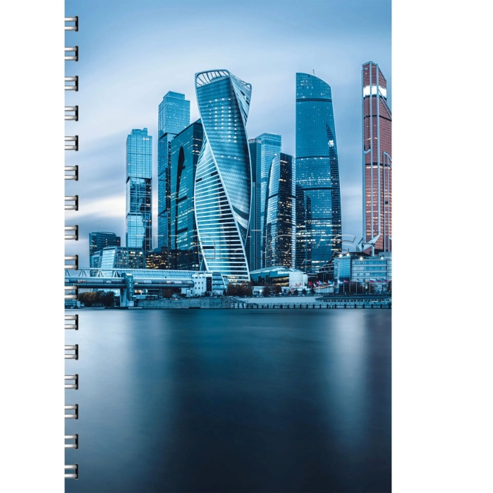 Тетрадь 80л. линия "Москва" А4 обложка мелованный картон. Евроспираль. Бумага белый офсет 60г/м2.