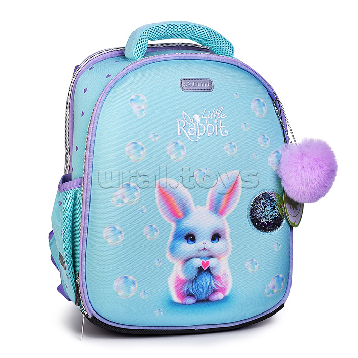 Рюкзак "Junior. Little Rabbit" школьный жесткий 35x27x13 см (14 л) вес 800 г, плотный износостойкий полиэстер с водоотталкивающей пропиткой, 2 просторных отделения на молнии (одно отделение с разделителями для учебников и органайзером, другое отделение дл
