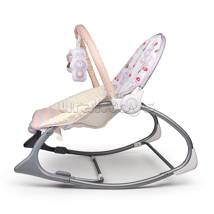 Шезлонг "Барашек розовый" качалка, вибрационный в каробке