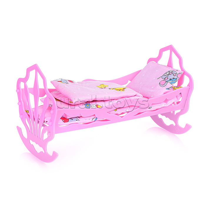 Кровать кукольная с комплектом белья 4 предмета (матрас, подушка, одеяло)