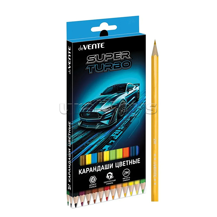 Карандаши цветные "Super Turbo"  18 цветов, 2М, диаметр грифеля 2,8 мм, шестигранные, в картонной коробке