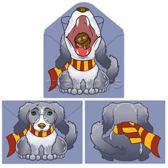 Папка-конверт на кнопке А5, пластик "Пес" 180 мкм, двусторонняя печать