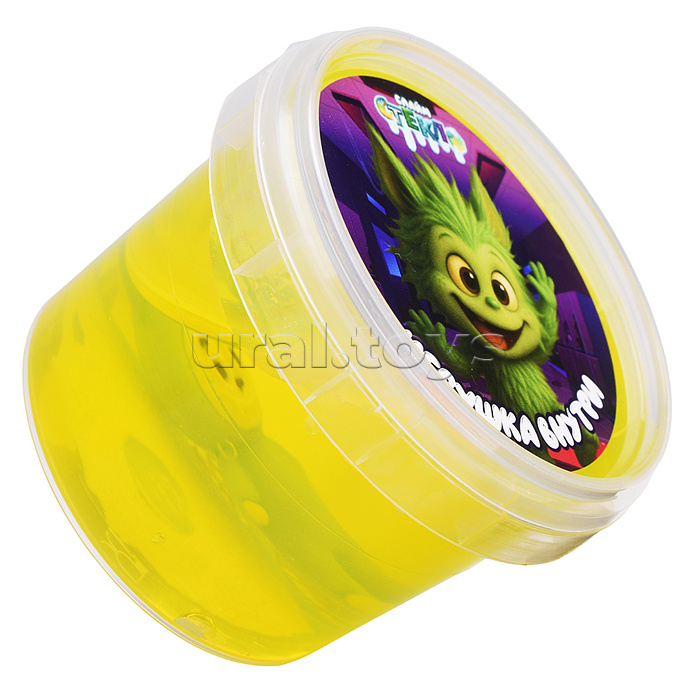 Слайм "Стекло" 90 гр Жёлтый с игрушкой