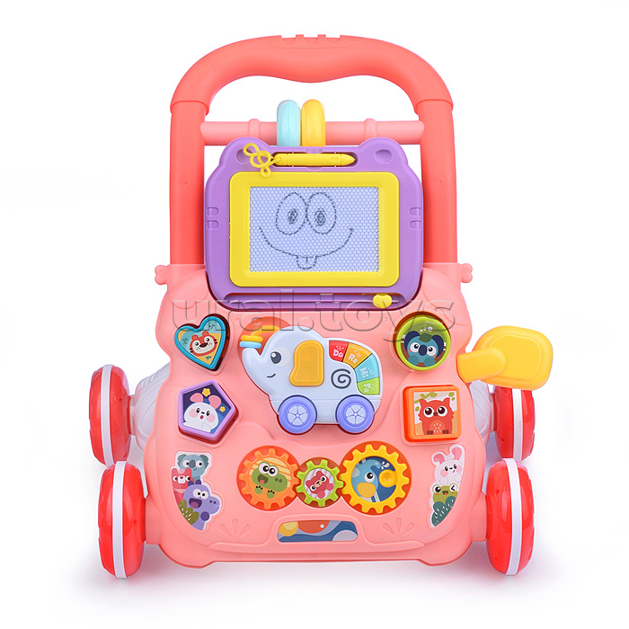 Игровой центр-Каталка "Веселый слоник" (цвет розовый) в коробке