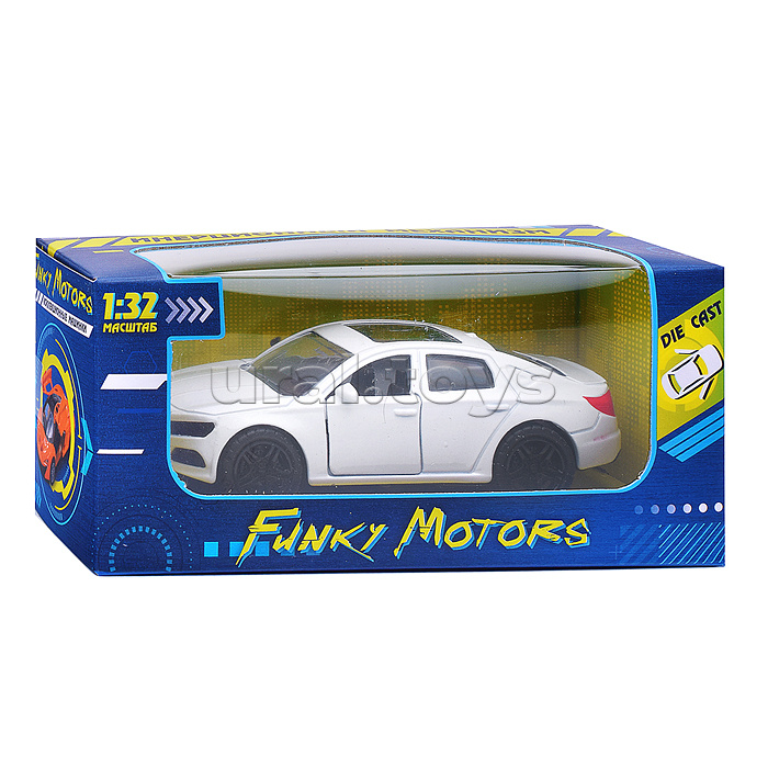 Белая инерционная машинка с люком, die-cast, 1:32, открывающиеся двери Белая инерционная машинка с люком, die-cast, 1:32, открывающиеся двери
