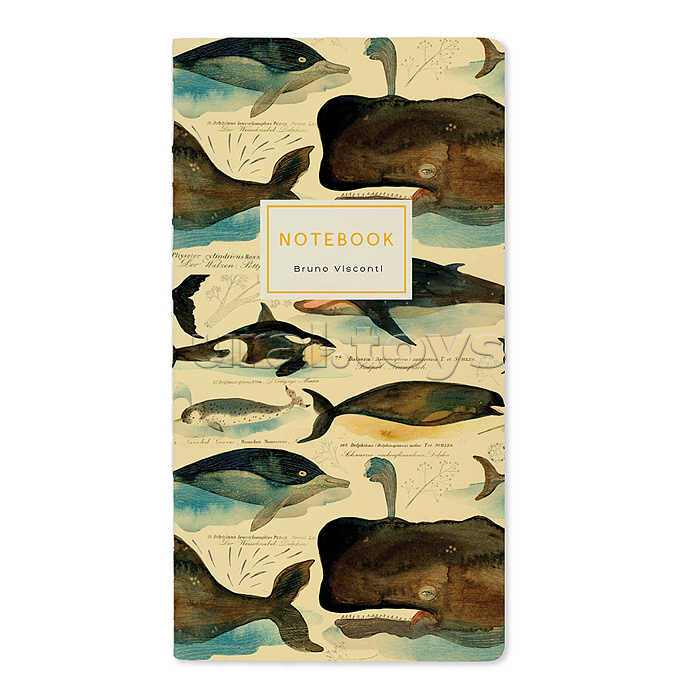 Записная книжка А6 30л, линовка в точку "Fauna. Киты" А6 обложка софт тач, кремовая бумага, прошивка