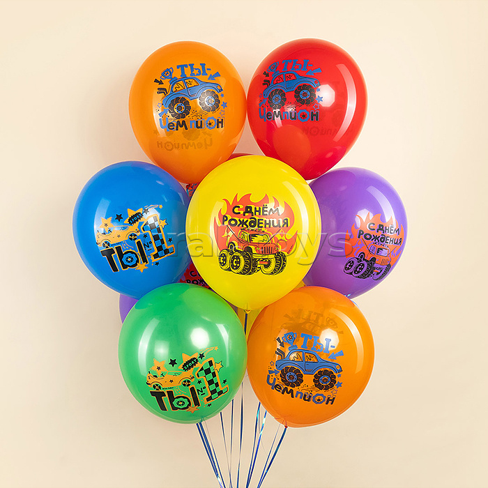 Шар (12''/30 см) Крутые машинки, Ассорти, пастель, 2 ст, 25 шт.