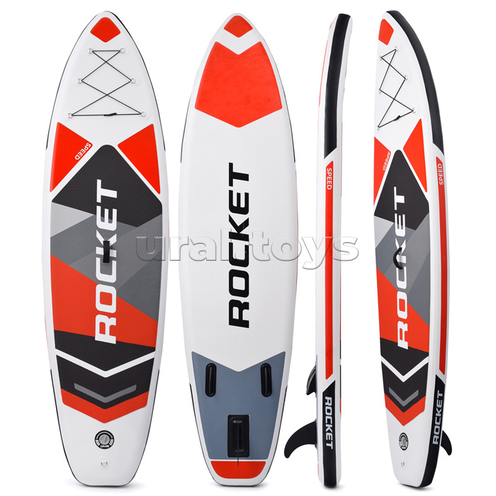 Надувная SUP-доска ROCKET (SUP-board 10,6ʺ 320*80*15 см) красно-серый графика