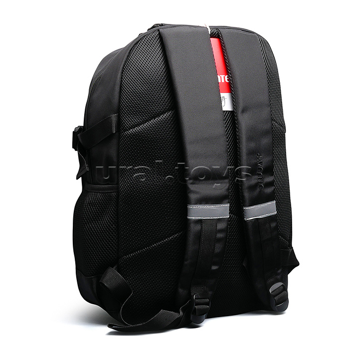 Рюкзак "Black" подростковый 44x31x18 см (18 л) 500 г, плотный износостойкий нейлон с водоотталкивающей пропиткой, 2 отделения на молнии (одно с уплотненным отделением для ноутбука до 17 дюймов и книг, второе - с карманом на молнии и органайзером), 3 перед