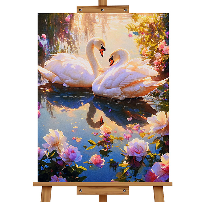 Мозаика алмазная "Пара лебедей" 30*40см.