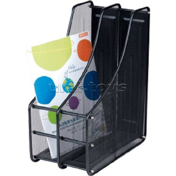 Вертикальный накопитель 2-х секционный 15x28x35,3 см, сетчатый металлический, черный