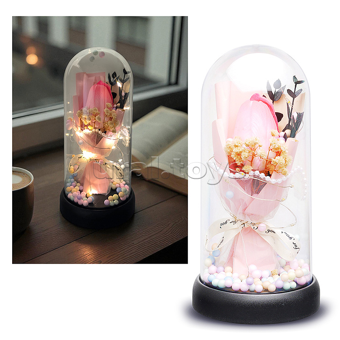 Светильник "Тюльпан" в коробке (розовый) в пакете