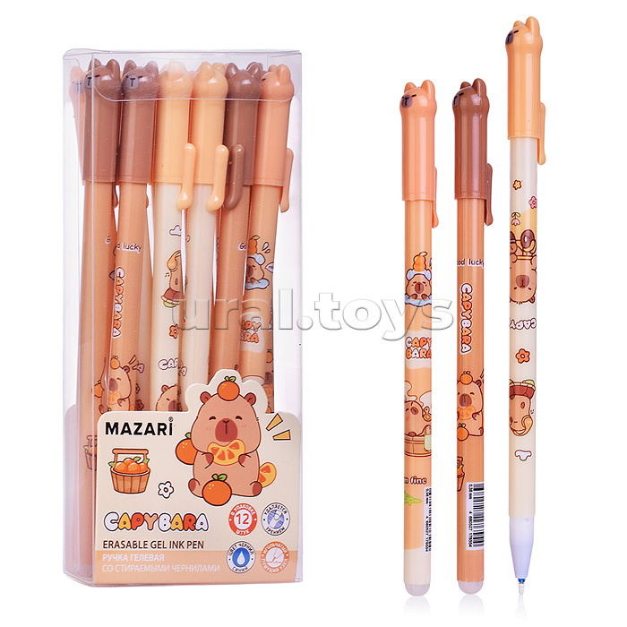 
Ручка гелевая со стираемыми чернилами "Capybara" синяя, 0.5мм