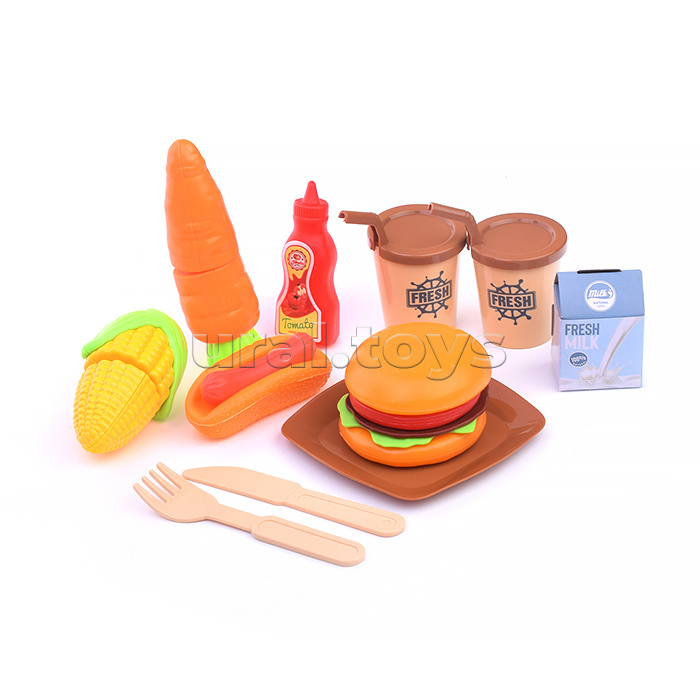 Бытовая техника "Плита" с посудой и продуктами, в коробке (цвет бежевый)